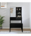 vidaXL Dressing Table Set with LED Black Engineered Wood