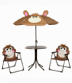 Kids Foldable Four-Piece Garden Set Table, Chairs, Umbrella