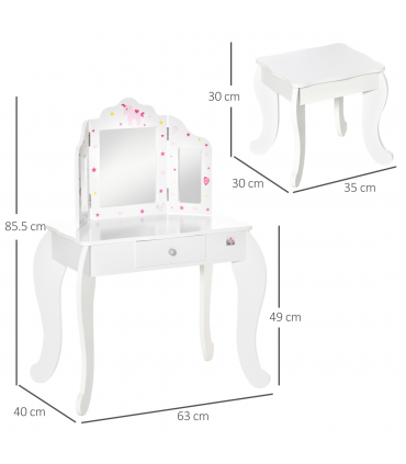 Kids Vanity Table & Stool Set