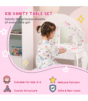 Kids Vanity Table & Stool Set