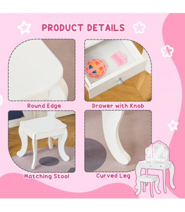 Kids Vanity Table & Stool Set