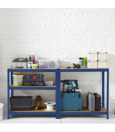 Shelving Racking - BLUE 180cm High x 40cm Deep 5 Tier Metal MDF 175KG Shelf