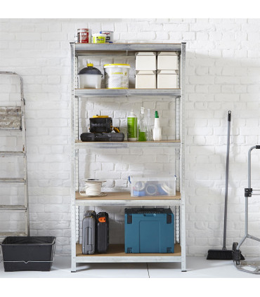 Large 5 Tier Garage Shelving Racking - Galvanised