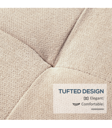 Linen Storage Ottoman Bench Padded w/ Tufting Hinged Lid Wood Frame Feet Beige