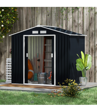 Lockable Garden Shed Large Patio Roofed Foundation 7ft x 4ft,Grey Vent