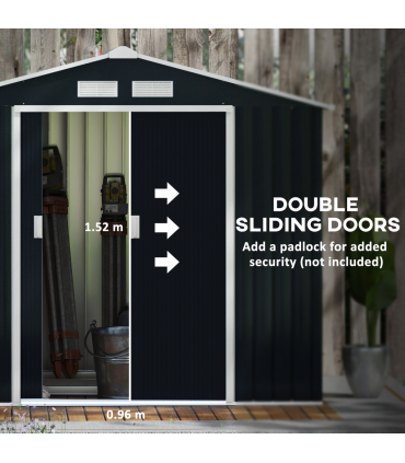 Lockable Garden Shed Large Patio Roofed Foundation 7ft x 4ft,Grey Vent