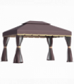 Metal Frame Gazebo with Sides Aluminium Metal Canopy Nets Coffee