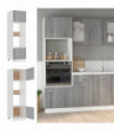 Microwave Cabinet Grey Sonoma 60x57x207 cm Engineered Wood