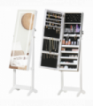 Mirrored Jewellery Cabinet  LED Light Lockable Jewellery Armoire White