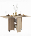 Mobile Drop Leaf Table Kitchen Table Extendable Dining Table w/ Shelves, Wheels