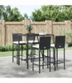 vidaXL 5 Piece Garden Bar Set with Cushions Black Poly Rattan