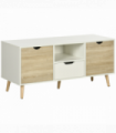Modern TV Unit Cabinet Stand w/ Cabinets and Drawer for Living Room Natural