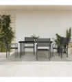 vidaXL 5 Piece Garden Dining Set Black Steel and Textilene