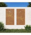 vidaXL Garden Wall Decorations 2pcs 105x55cm Corten Steel Flower Design