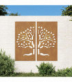 vidaXL Garden Wall Decorations 2 pcs 105x55 cm Corten Steel Tree Design