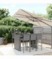 vidaXL 7 Piece Garden Bar Set with Cushions Grey Poly Rattan