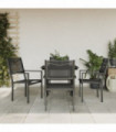 vidaXL 5 Piece Garden Dining Set Black Steel and Textilene