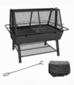 Outsunny 3-in-1 BBQ Rotisserie Grill Roaster Fire Pit for Outdoor Picnic Camping
