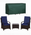 Outsunny Rattan 3PCs Chair Table Bistro Set Patio Set with Steel Frame Blue