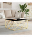 vidaXL Coffee Table Gold 80x80x40 cm Stainless Steel and Glass