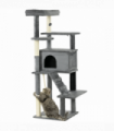 PawHut Cat Tree Tower for Indoor Cats with Scratching Post, House, Toy, Grey