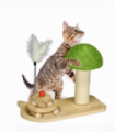 PawHut Mushroom-Shaped Cat-Scratching Post for Indoor Cats with Toy Balls