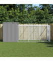 vidaXL Dog House with Run Light Grey 214x457x181 cm Galvanised Steel