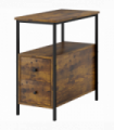 Slim Side Table End Table with 2 Drawers & Storage Shelf for Living Room, Brown