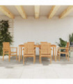 vidaXL 7 Piece Garden Dining Set Solid Wood Teak