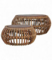 vidaXL Coffee Tables 2 pcs Natural Rattan
