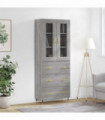 vidaXL Highboard Grey Sonoma 69.5x34x180 cm Engineered Wood