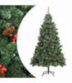 vidaXL Artificial Hinged Christmas Tree with Cones and Berries 240 cm