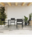 vidaXL 5 Piece Garden Dining Set Black Poly Rattan