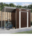 vidaXL Garden Shed with Extended Roof Brown 277x110.5x181 cm Steel