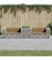 vidaXL Garden Bench with Gabion Basket Impregnated Wood Pine