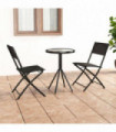 vidaXL 3 Piece Bistro Set Steel Black