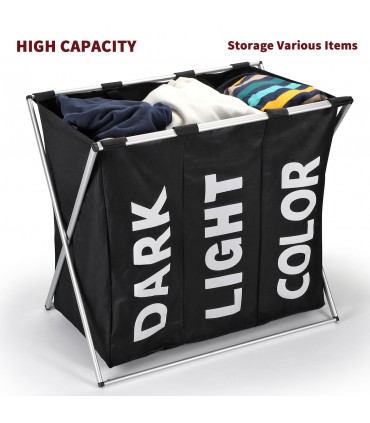 Canvas Black L63 x W40 x H58 cm Foldable Collapsible Laundry Bag Basket