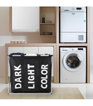 Canvas Black L63 x W40 x H58 cm Foldable Collapsible Laundry Bag Basket