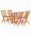 vidaXL 5 Piece Folding Outdoor Dining Set Solid Teak Wood
