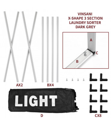 Canvas Black L63 x W40 x H58 cm Foldable Collapsible Laundry Bag Basket