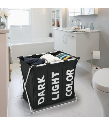 Canvas Black L63 x W40 x H58 cm Foldable Collapsible Laundry Bag Basket