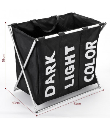 Canvas Black L63 x W40 x H58 cm Foldable Collapsible Laundry Bag Basket
