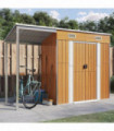 vidaXL Garden Shed with Extended Roof Light Brown 277x110.5x181cm Steel