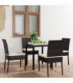 vidaXL 5 Piece Outdoor Dining Set with Cushions Poly Rattan Black
