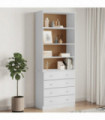 vidaXL Bookcase with Drawers ALTA White 77x35x186.5 cm Solid Wood Pine