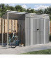 vidaXL Garden Shed with Extended Roof Light Grey 277x110.5x181 cm Steel