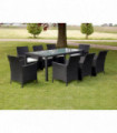 vidaXL 9 Piece Outdoor Dining Set with Cushions Poly Rattan Black