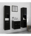 vidaXL Bathroom Furniture Set Black Engineered Wood