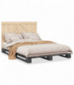 vidaXL Bed Frame with Headboard Grey 140x200 cm Solid Wood Pine