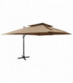 vidaXL Cantilever Umbrella with Double Top Taupe 400x300 cm